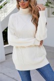 Winter White Turndown Collar Regular Pullover Sweater