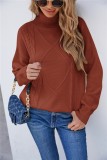 Winter Brown Turndown Collar Regular Pullover Sweater