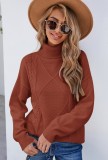 Winter Brown Turndown Collar Regular Pullover Sweater