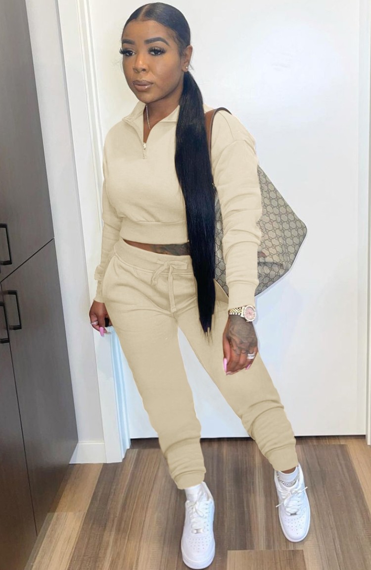 beige sweatsuit women's