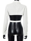 Fall Formal White Irregular Sexy Blazer with Full Sleeves