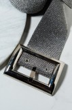 Formal Grey Beaded Sparkly Belt