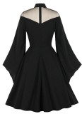 Fall Formal Black Vintage Wide Sleeves Prom Dress