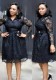 Fall Plus Size Mother of the Bride Black Lace Skater Dress