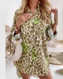 Fall Casual Leopard High Low Long Sleeve Blouse