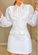 Herfst elegante witte blouse en tankjurk 2-delig professioneel pak