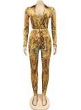 Fall Party Snake Skin Fitted Top and Pants Set