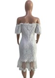 Fall Formal White Lace Sweetheart Mermaid Party Dress