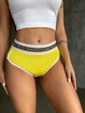 Sexy Yellow Letter Print Wiast White Binding Briefs