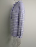 Autumn Lt-Purple Stripe Ruffled Collar Long Sleeve Sweater