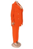 Autumn Casaul Orange Long Sleeve Shirt and Pant Set