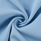 Autumn Blue Tape-Sleeve Long Blazer Dress
