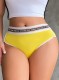 Sexy Yellow Letter Print Wiast White Binding Briefs