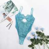 Summer Sexy Blue Keyhole Lace Straps Teddy Lingerie
