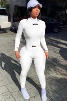Autunno sexy bianco manica lunga collo midi top lavorato a maglia e pantaloni slim abbinati
