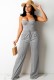 Summer Casual Gray Basic Strap Vest and Sweatpants Matching Set