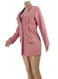 Autumn Sweet Pink Long Sleeve Professional Blazer Dress