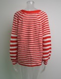 Fall Classic Red Striped Loose knitted Cardigan