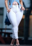 Fall Plus Szie Basic White SLim Jeans