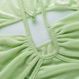 Autumn Sexy Green Long Sleeve Halter Neck Mini dress