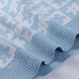 Autumn Blue Print Long Sleeve Round Neck Sweater