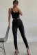 Summer Sexy Black Tape Sleeveless Crop Top and Slit Pant Set