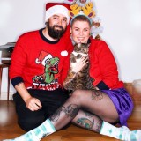 Christmas Dad and Mom Print O-Neck Long Sleeve Sweater