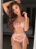 Sexy Pink Lace Bra and Panty Lingerie Set