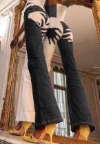 Pantaloni svasati autunnali casual con ricamo a mano