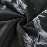 Autumn Casual Black Print O-Neck Long Sleeve Loose Sweater
