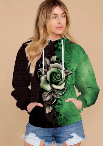 Herbst Plus Size Casual Floral Hoody Top