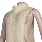 Winter Turtleneck Side Slit Long Sweater Top