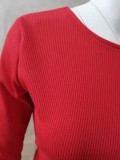 Autumn Red V-Back Tied Knit Mini Dress