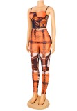 Summer Print Lace-Up Sexy Strap Bodycon Jumpsuit