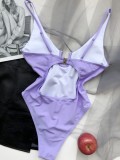 One-Piece Purple High Cut Swimwear