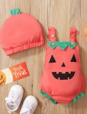 Baby Girl Print Halloween Rompers with Matching Hat
