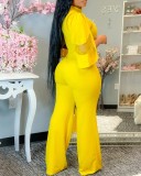 Autumn Formal Yellow Patch Sexy Jumpsuit
