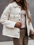Winter White Turndown Collar Button Up Jacket with Pockets