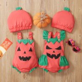 Baby Girl Print Halloween Rompers with Matching Hat