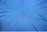 Autumn Plus Size Casual Blue Round Neck Long Sleeve Jumpsuit