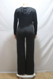 Autumn Plus Size Casual Black Round Neck Long Sleeve Jumpsuit