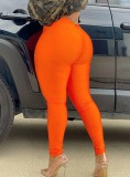 Autumn Orange High Waist Basic Leggings