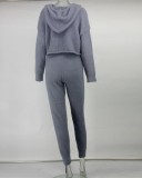 Winter Blue Fleece Hoodies Top and Pants 2pc Set