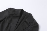 Fall Trendy Black Long Lseeve Blazer And Matching Shorts Two Piece Suits