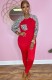 Fall Casual Red With Leopard Print Raglan Sleeve Top And Pant Set