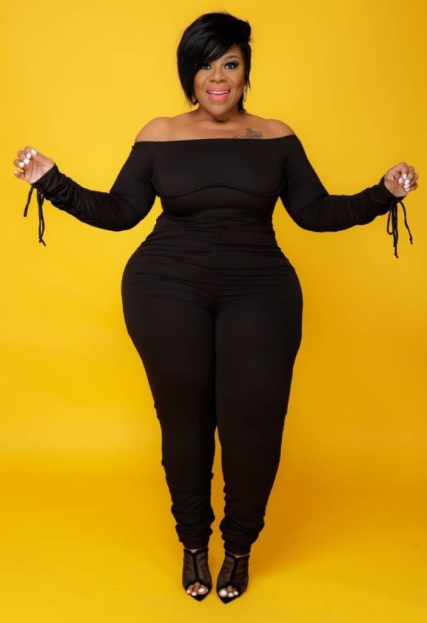 Fall Sexy Plus Size Off Shoulder Long Sleeve Slim Jumpsuit