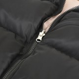 Winter Black Zipper Padded Vest Coat