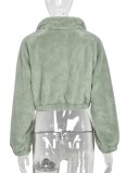 Winter Green Turtleneck Zipper Fleece Jacket
