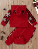 Kids Girl Red With Check Letter Print Hoodies And Pant Tracksuit