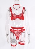 Erotic Red Hollow Out Galter Lingerie Set